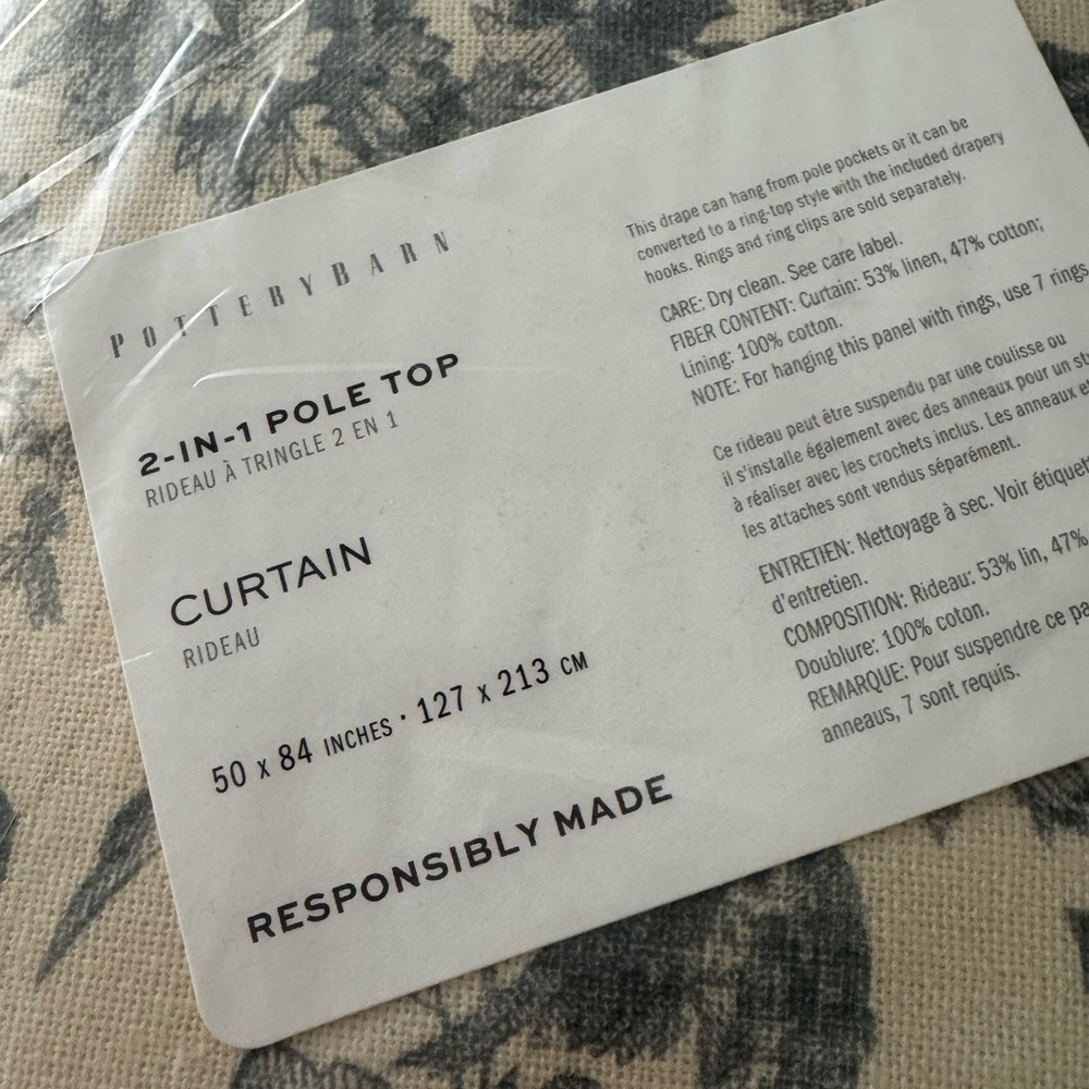 Pottery Barn Curtains in Blue Floral